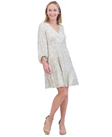 Eliza J Sequinned Tiered Fit & Flare Dress