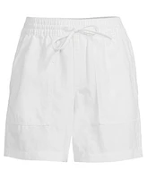 Lands' End Plus High Rise Drawstring A-line 7" Linen Shorts