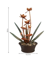 Sunnydaze Decor Copper Flower Blossoms Outdoor Garden Water Fountain - 28 in