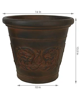 Sunnydaze Decor 16 in Arabella Polyresin Planter with Uv-Resistance - Rust