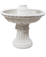 Sunnydaze Decor Fruit Top Fiberglass Outdoor 3-Tier Water Fountain - White