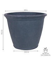 Sunnydaze Decor Anjelica 24" Outdoor Double-Walled Polyresin Planter with Uv-Resistant Slate Finish