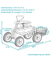 Sunnydaze Decor Steel Rolling Garden Cart with Swivel Steering/Planter - Blue