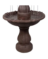 Sunnydaze Decor Curved Plinth Polyresin Outdoor 2-Tier Water Fountain