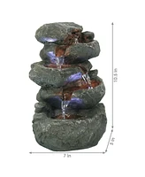 Sunnydaze Decor Stacked Rocks Polyresin Indoor Water Fountain with Led - 10.5 in