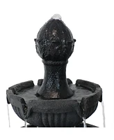 43"H Electric Fiberglass and Resin 3-Tier Flower Blossom Outdoor Water Fountain