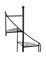 Sunnydaze Decor Black Iron 4-Tier Spiral Staircase Plant Stand - 56 in - Set of 2