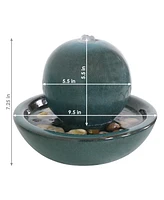 Tabletop Water Fountain with Ceramic Orb - Relaxing Indoor Fountain for Meditation - For Office, Bedroom, or Living Room