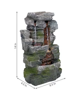 Sunnydaze Decor Towering Cave Polyresin Indoor Water Fountain with Led - 14 in