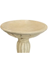 Sunnydaze Decor Grecian Glass Fiber Reinforced Concrete Bird Bath - 16 in - Cream