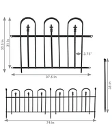 Sunnydaze Decor Strasbourg 6' Set of 2 Steel Decorative Garden Fence Panels - 37.5" W x 30.5" H Per Panel - Black