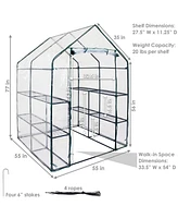 Sunnydaze Decor Grandeur Walk-In Greenhouse with 4 Shelves for Outdoors - Clear