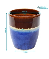 Sunnydaze Decor Captivating Vista Ceramic Planter - 14" - Beachcomber