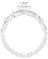 Diamond Halo Twist Bridal Set (1/2 ct. t.w.) 14k White Gold