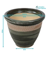 Sunnydaze Decor Purlieu Ceramic Planter - 12" - Tempest - Set of 2