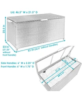 Outdoor Deck Storage Box - Weather-Resistant Outdoor Storage Bin with Handles - 75-Gallon Faux Wicker Package Delivery Box
