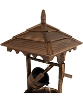 Sunnydaze Decor Old-Fashioned Wooden Wishing Well Water Fountain - Outdoor Garden Fountain Waterfall Feature - 48 Inch Tall