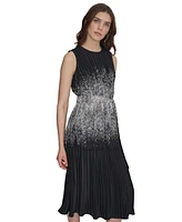 Dkny Women's Pleated Crepe Satin A-Line Dress