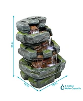 Sunnydaze Decor Electric Tiered Stone Waterfall Fountain with Led Lights - 23 in