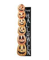 Glitzhome 42"H Lighted Halloween Wooden Stacked Pumpkins Porch Sign with Timer