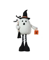 Glitzhome 38"H Lighted Halloween Fabric Ghost Standing Decor, With Telescoping Legs and Timer