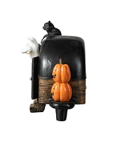 Glitzhome 9.25''L Halloween Polyresin Lighted Camper W/Ghost Pumpkin Black Cat Table Decor
