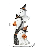 Glitzhome 13.00''H Halloween Polyresin Stacked Ghost Table Decor