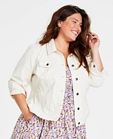 On 34th Trendy Plus Size Classic Denim Trucker Jacket, Created for Macy's