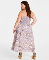 On 34th Trendy Plus Garden Print Corset Midi Dress, Created for Macy's