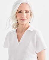 Style & Co Petite Linen-Blend Polo, Created for Macy's