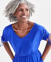 Style & Co Women's V-Neck Ruched-Sleeve Dress, Created for Macy's