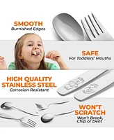 Zulay Kitchen Kids and Toddler Cutlery Set Designed For Self Feeding -Spoon and Fork