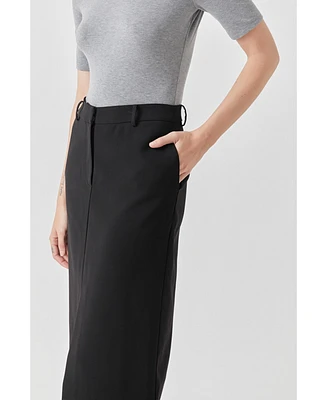 Grey Lab Women's Mid-Waisted Front Slit Maxi Skirt