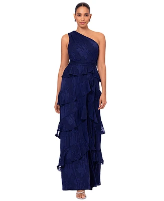 Xscape Women's Tiered One-Shoulder Gown