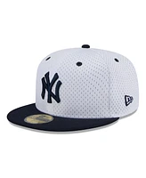 New Era Men's White York Yankees Throwback Mesh 59fifty Fitted Hat
