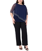 Msk Plus Size Embellished Asymmetric Cape Overlay Top