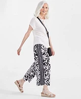 Style Co Petite Boat Neck Dolman Sleeve Sweater Printed Cropped Pants Created For Macys