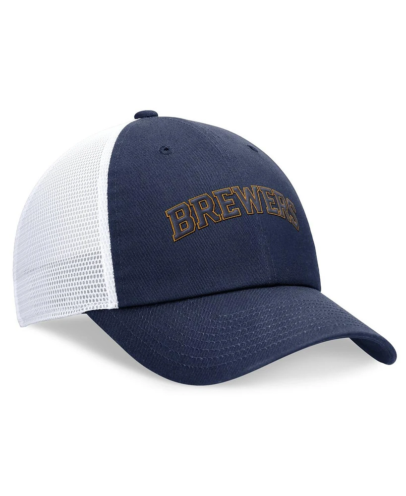 Nike Men's Navy Milwaukee Brewers Evergreen Wordmark Trucker Adjustable Hat