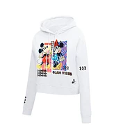 Freeze Max Women's White Mickey Friends Bold Expression Cropped Pullover Hoodie