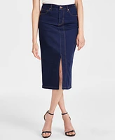 Anne Klein Women's Slit-Front Midi Denim Skirt