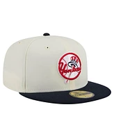 New Era Men's White York Yankees Top Hat Chrome 59Fifty Fitted