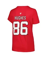Fanatics Branded Women's Jack Hughes Red New Jersey Devils Plus Size Name Number T-Shirt