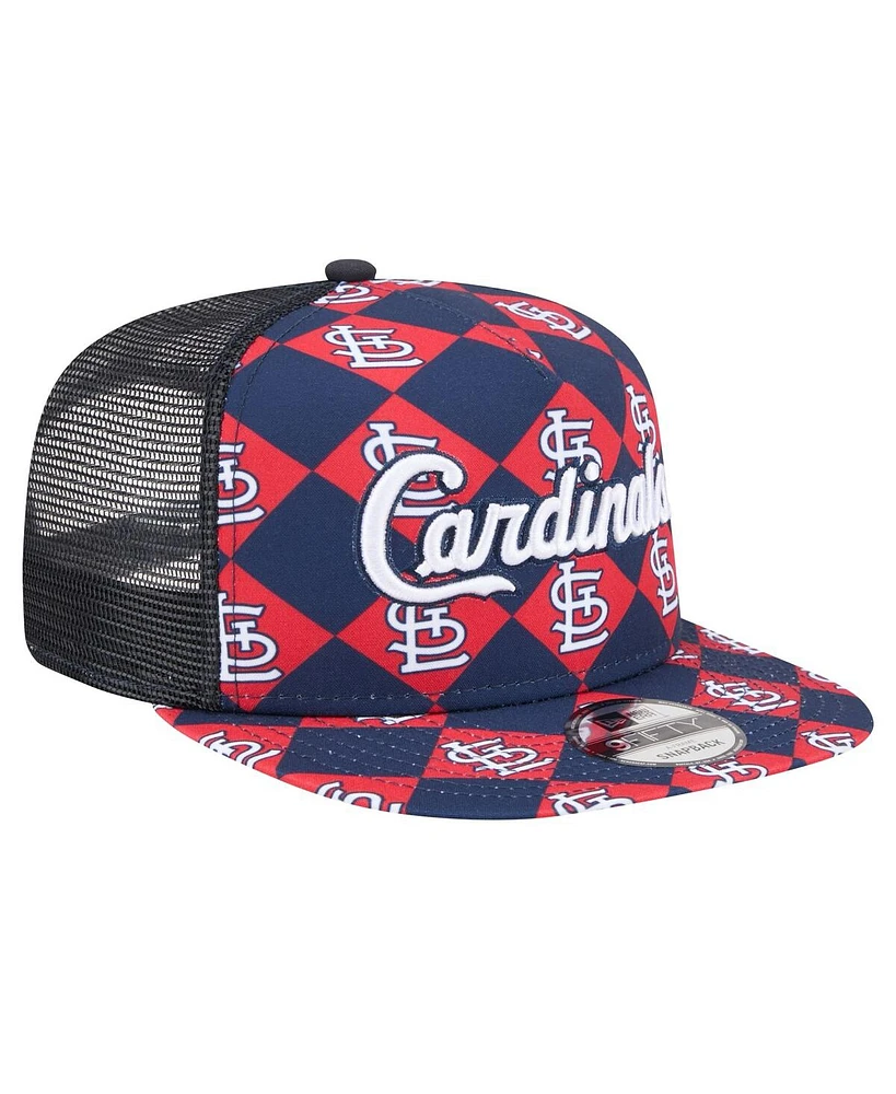 New Era Men's Navy St. Louis Cardinals Seeing Diamonds A-Frame Trucker 9Fifty Snapback Hat