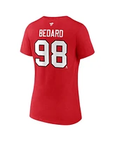 Fanatics Branded Women's Connor Bedard Red Chicago Blackhawks 2023 Nhl Draft Authentic Stack Player Name Number V-Neck T-Shirt