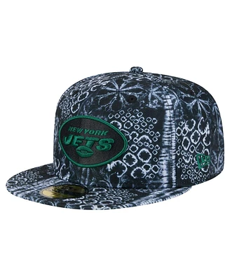 New Era Men's Black York Jets Shibori 59Fifty Fitted Hat