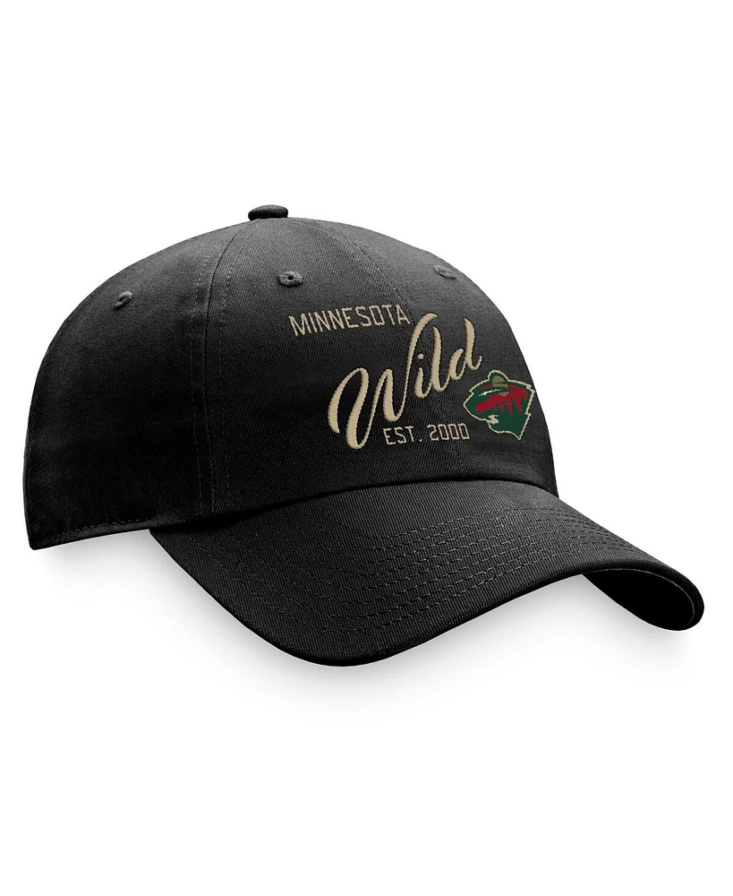 Fanatics Branded Women's Black Minnesota Wild Fundamental Script Adjustable Hat