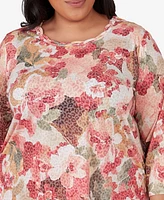 Alfred Dunner Plus Sedona Sky Watercolor Knotted Neck Floral Top