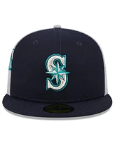 New Era Men's Navy/Gray Seattle Mariners Gameday Sideswipe 59Fifty Fitted Hat