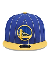 New Era Men's Royal/Gold Golden State Warriors Pinstripe Two-Tone 59Fifty Fitted Hat