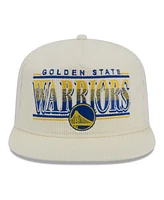 New Era Men's Cream Golden State Warriors Team Bar Lightweight Corduroy Golfer Snapback Hat